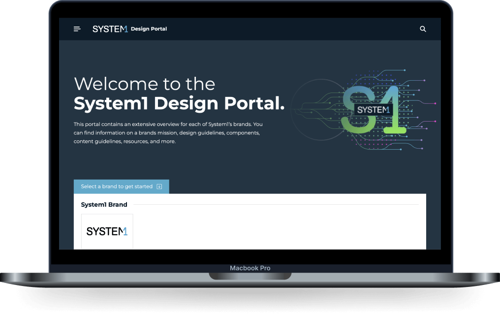 System1 design portal picture of website