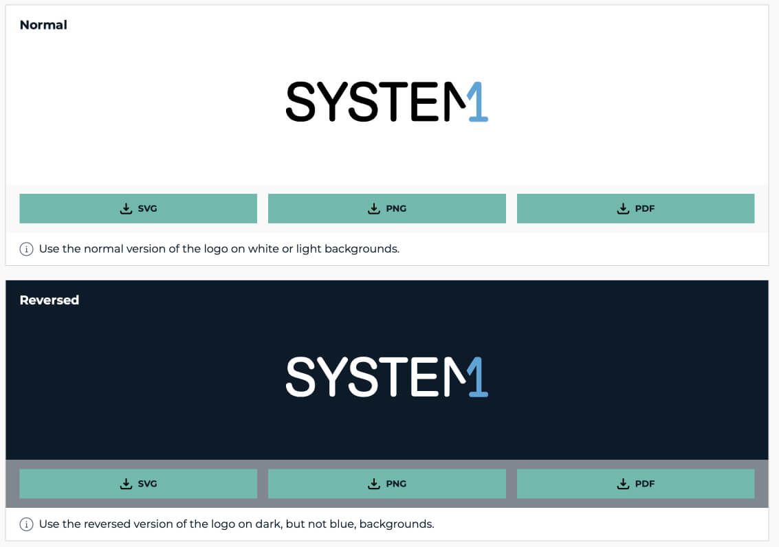 System1 design portal screenshot